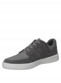 zapatilla gris informal de cuero/sintético para hombre, diseño moderno y juvenil.