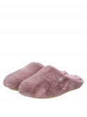 Pantuflas infantiles rosadas de fieltro PET reciclado, recomendadas para uso doméstico.