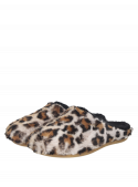 Pantuflas sostenibles de niña en animal print, hechas de PET reciclado.