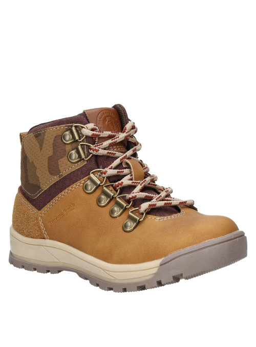 Botín camel de niño estilo informal, material sintético, ideal para aventuras urbanas y al aire libre.