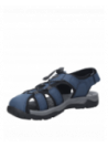 Cómoda sandalia azul de hombre, material PU, diseño casual para uso diario en casa.