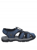 Sandalia azul casual de hombre de PU con taco plano de 3.5 cm, ideal para verano al aire libre.