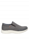 Zapatilla gris para hombre, estilo urbano informal, textil y cuero, slip-on sin cordones, ideal para el diario.