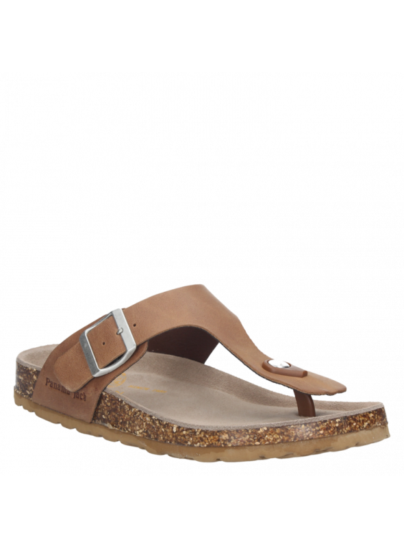 Sandalia negra de cuero, estilo casual, adecuada para paseos en parque o playa.