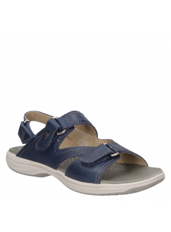 Sandalia de cuero negro para mujer, combina estilo informal con máxima comodidad.