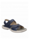 Calzado de cuero azul para mujer, sandalia informal con taco bajo, ideal para comodidad diaria.