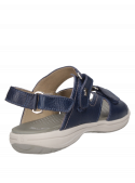 Sandalia de cuero azul para mujer, diseño informal, perfecta para el día a día con taco bajo.
