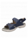 Sandalia azul de cuero para mujer, estilo informal, con taco plano de 3 cm y punta abierta.