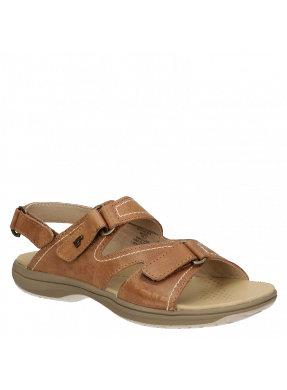 Sandalia de cuero negro para mujer, combina estilo informal con máxima comodidad.