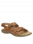 Calzado femenino de cuero café, sandalia informal, ideal para un estilo relajado y cómodo.