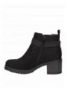 Botín femenino negro, textil/sintético, punta redonda, ideal para outfits a la moda.