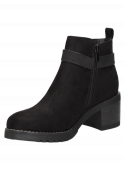 Botín negro informal de mujer, diseño moderno y cómodo, material textil/sintético, taco bloque 6.5 cm.