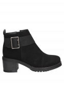 Botín de mujer negro con forro de pu/textil, taco de 6.5 cm, versátil y moderno.
