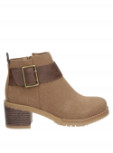 Botín taupe de mujer, perfecto para un look casual moderno, altura de caña media.