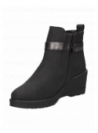 Botín negro casual de mujer con taco cuña de 6.5 cm y punta redonda, ideal para un look moderno y cómodo.