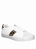 calzado urbano blanco Pollini para mujer, elegante combinación de materiales sintético y cuero.