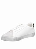 zapatilla urbana blanca de mujer Pollini, diseño moderno en sintético y cuero, estilo juvenil.