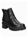 Botín Chelsea negro, sintético, diseño moderno con taco bloque, ideal para un look elegante.