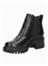 Botín Chelsea negro de mujer con taco bloque de 5 cm y punta redonda, diseño moderno y fresco.