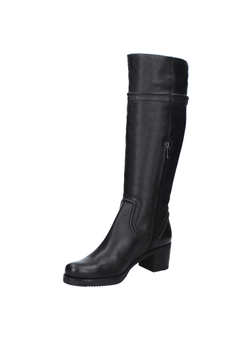 Elegante bota de cuero negro para mujer, versátil para eventos sociales y adecuada para otoño e invierno. Elegante bota de cuero negro para mujer, versátil para eventos sociales y adecuada para otoño e invierno.