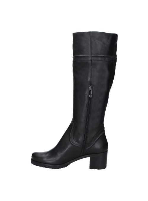 Diseño minimalista de bota negra de cuero, proporciona comodidad y estabilidad, ideal para uso diario en climas fríos. Diseño minimalista de bota negra de cuero, proporciona comodidad y estabilidad, ideal para uso diario en climas fríos.