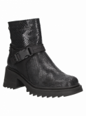 Botín de cuero negro femenino, diseño moderno y cómodo, perfecto para un look casual.
