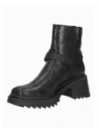 Botín negro de cuero para mujer con punta cuadrada y taco bloque de 7 cm, estilo informal.